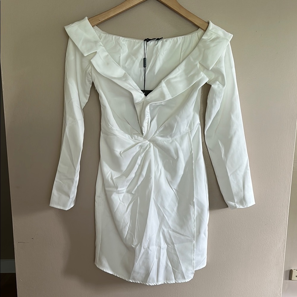 PrettyLittleThing White Off-Shoulder Bodycon Dress